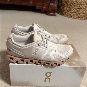 On Women's Athletic Shoes in Cream and Tan